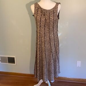 Ladies, beautiful, tan brown black print dress